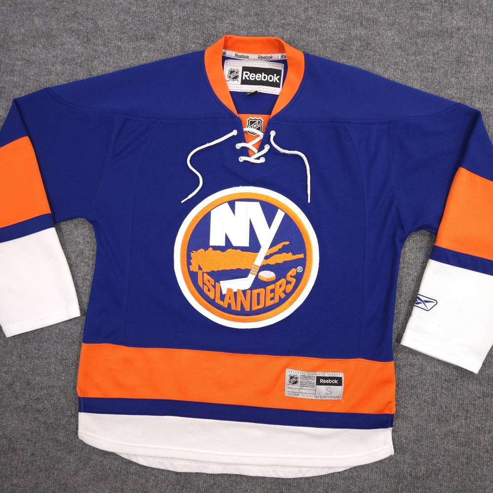Reebok New York Islanders Jersey Mens S Blue Orange NHL Hockey Sports Lace Up